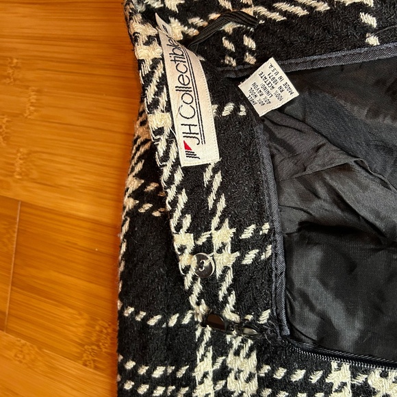 Vintage Wool Blend Black and White Plaid Skirt - Picture 3 of 9